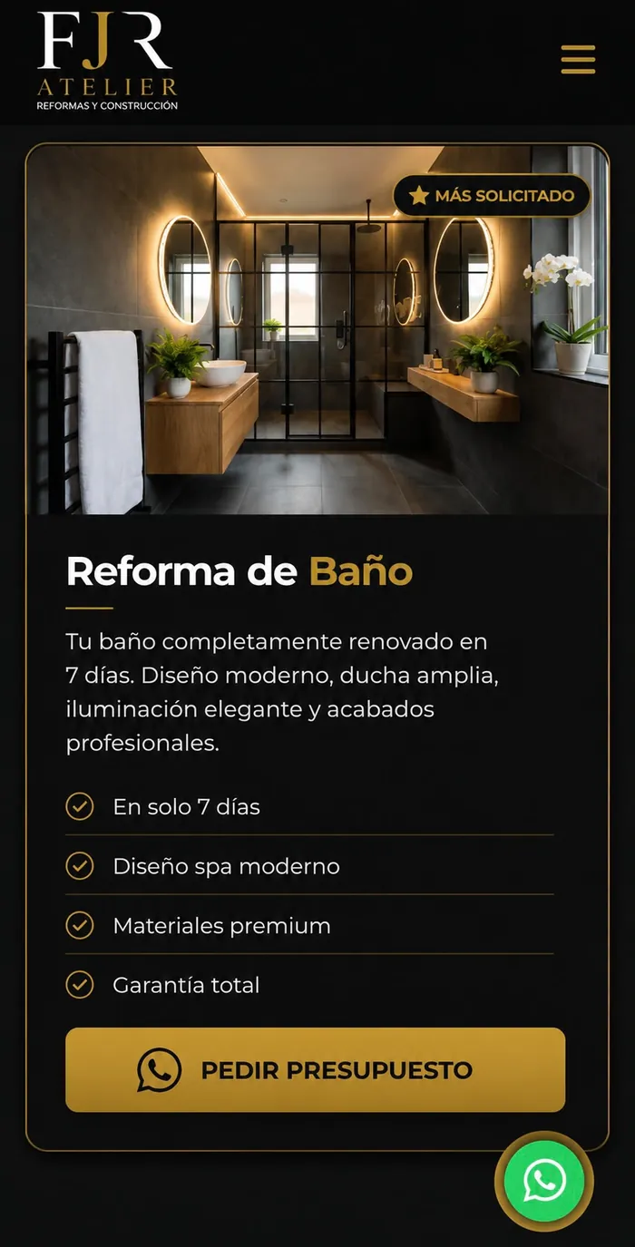 Reforma de baño completa en 7 días con diseño spa moderno y materiales premium